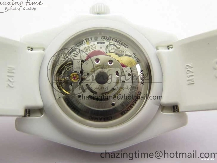 Ceramic Edition 40mm White Dial Submariner Painting White on Best Strap SA3135 Rubber 5GF 0104